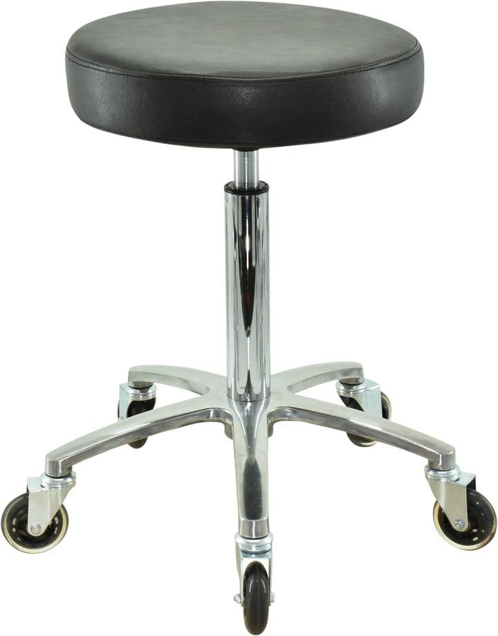 Premium Rollhocker höhenverstellbar von 55 bis 75 cm - Rundsitz - Drehhocker Arbeitshocker Praxishoc
