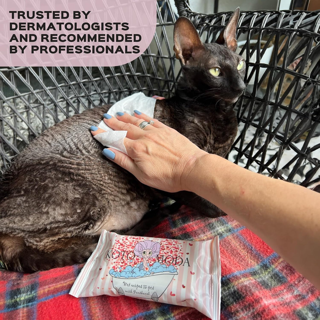 Feuchttücher mit Panthenol für Sphynx Katze für den täglichen Gebrauch (16 Packung/240 Stück) 1 stüc