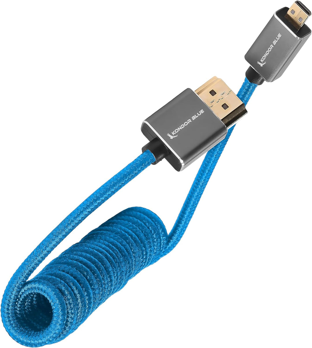 Kondor Blue Spiralkabel Micro HDMI auf Full HDMI, 30,5 cm (12-24 Zoll) 12~24 Inch | Coiled Micro HDM
