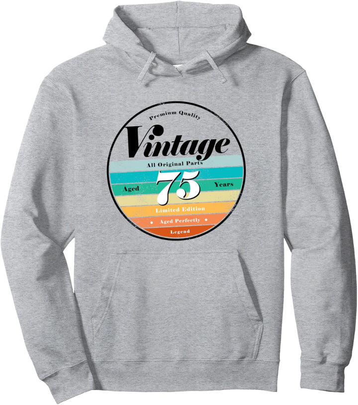 75th Birthday Gifts Classic Retro Vintage Aged 75 years old Pullover Hoodie