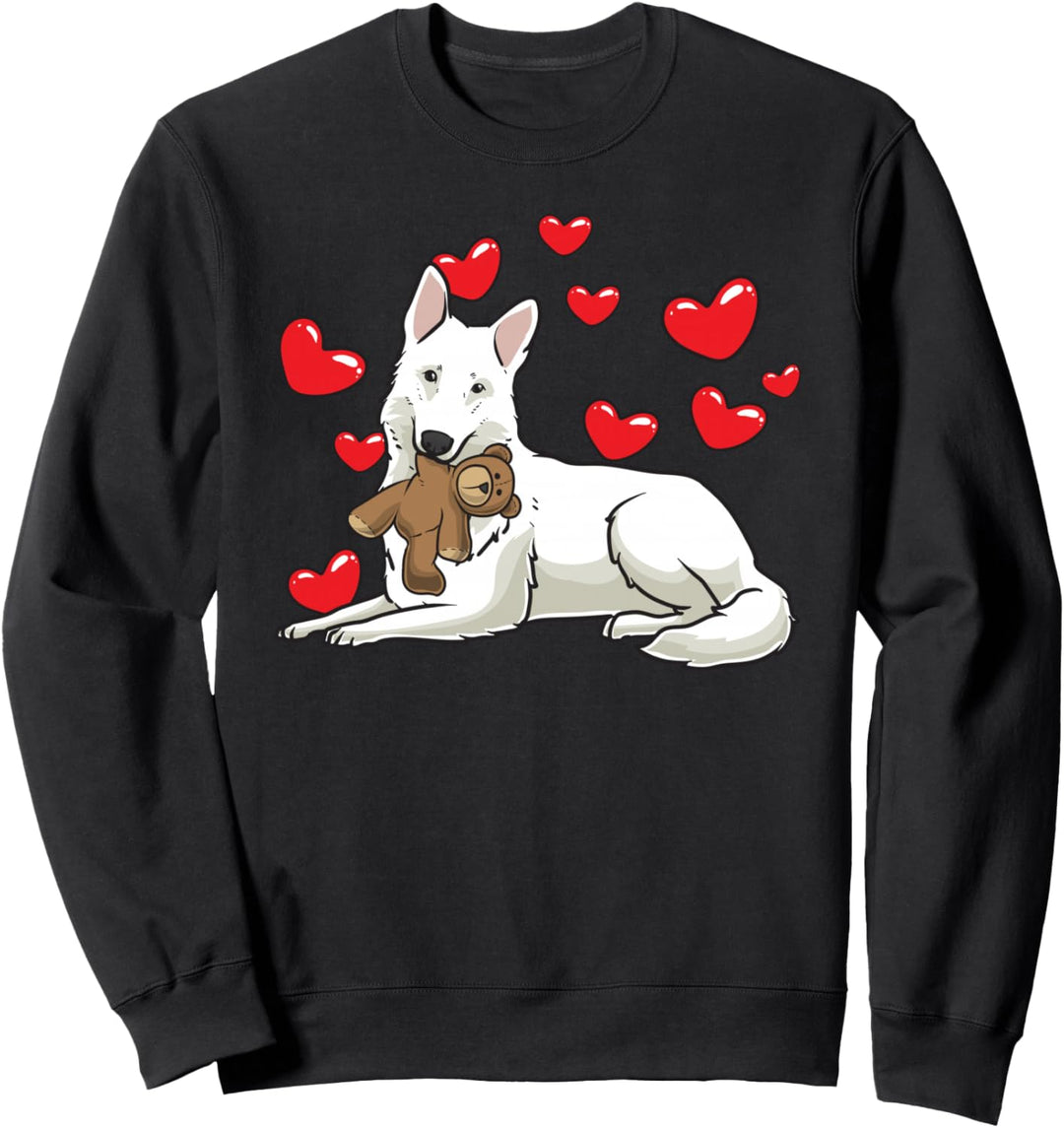 Berger Blanc Suisse Kuscheltier Und Vielen Herzen Sweatshirt