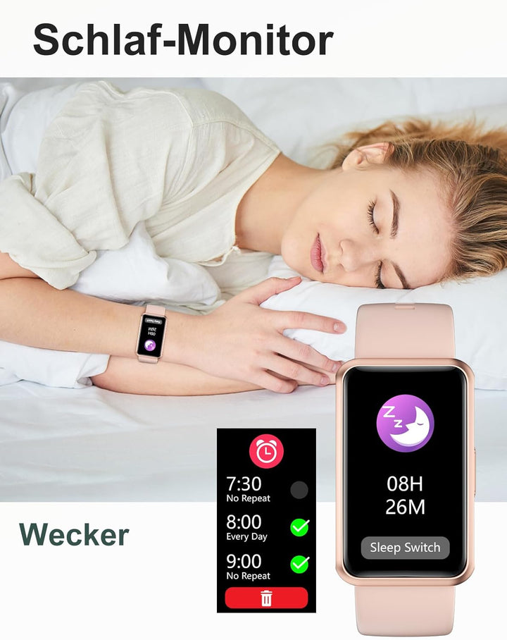HUAKUA Schrittzähler Uhr (Ohne app und Handy) 1,47 Zoll Touchscreen Einfach Smartwatch Fitness Track