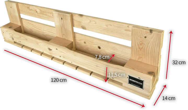 Schroth Home PALvino Weinregal – Palettenregal aus Holz – Schnapsregal für an die Wand – mit Vorrich