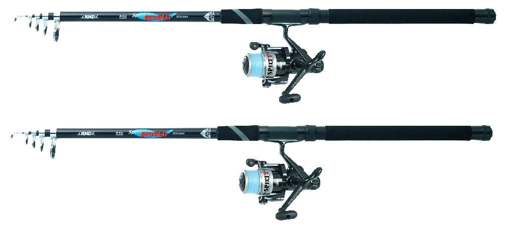 2 x Jenzi Allround Hecht Karpfen Zander Forelle Teleskoprute mit Rolle und Schnur NEU ! Angelset