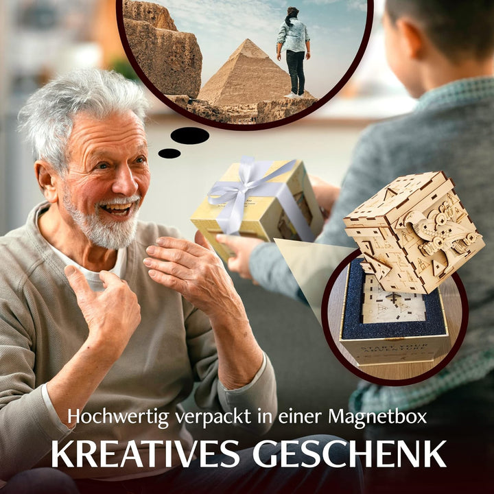 INSCAPE Pharaoh´s Secret - Rätselbox Holz - Puzzle Box - Escape Room Spiel Erwachsene und Kinder - K