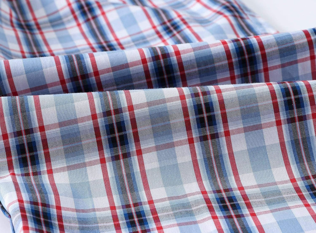 AjezMax Herren 3er Pack Schlafanzughose Kurz Baumwolle Kariert Pyjamahose Shorty Sommer Nachtwäsche