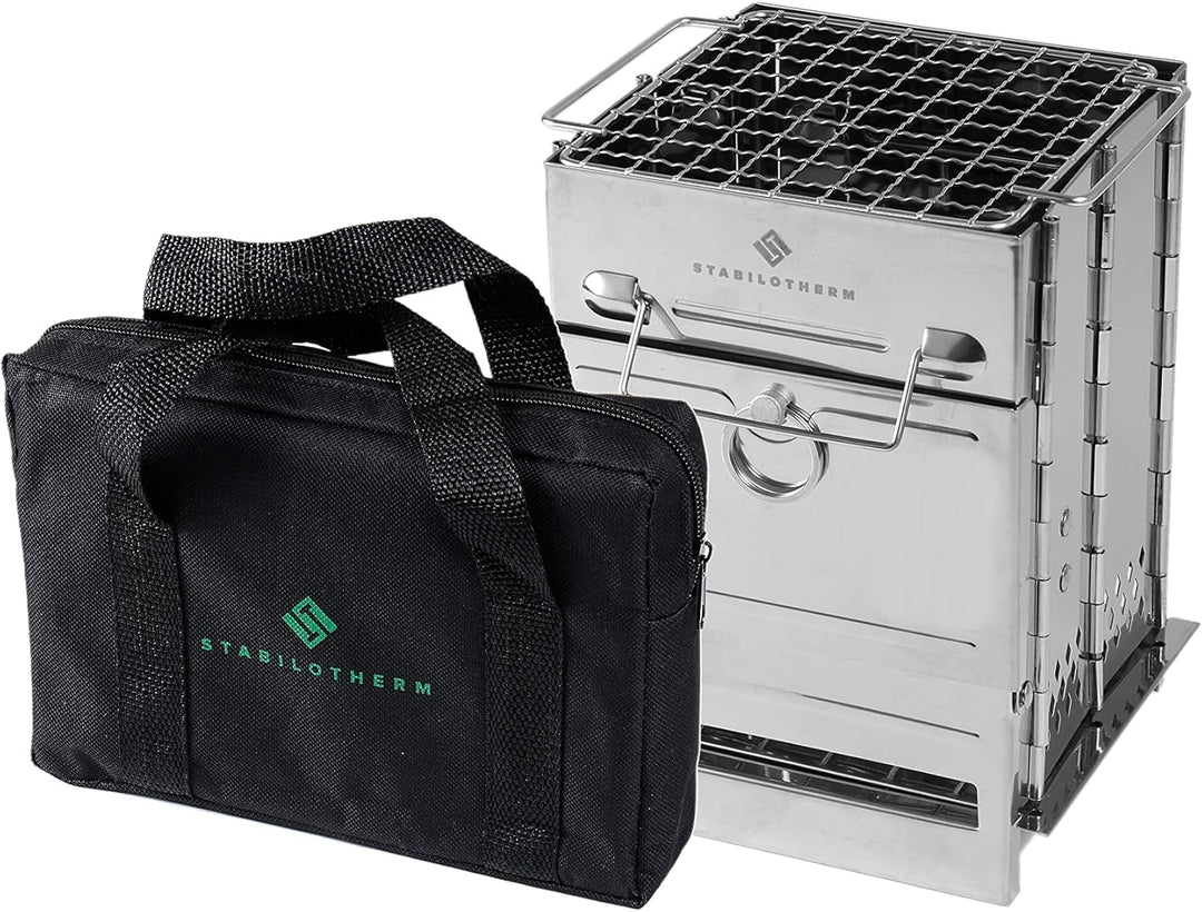 STABILOTHERM Edelstahl Holzkohle-Grill Camping Outddor faltbar | mobiler Grill Camping-Grill Outdoor