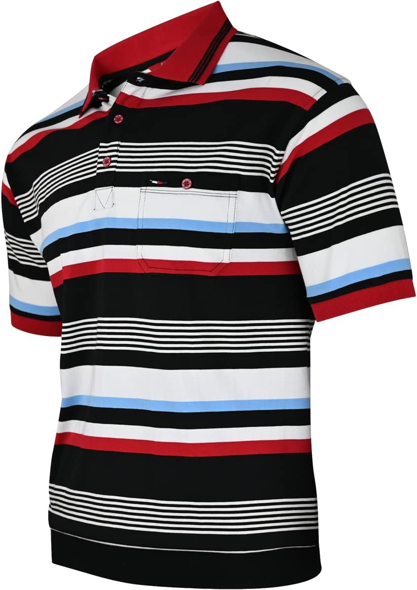 Soltice Polo Shirts Herren Kurzarm, Blousonshirts, Gestreifte Polohemden mit Brusttasche aus Baumwol