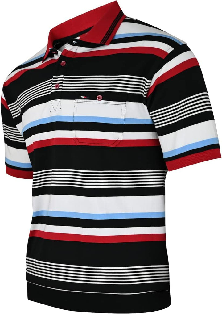 Soltice Polo Shirts Herren Kurzarm, Blousonshirts, Gestreifte Polohemden mit Brusttasche aus Baumwol