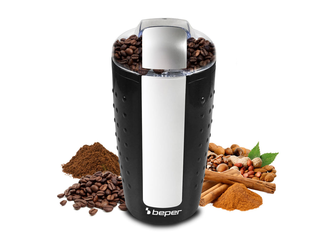 BEPER BP.581 Elektrische Gewürzmühle Kaffeemühle, Edelstahl, 100 Grams, Transparent Modern, Modern