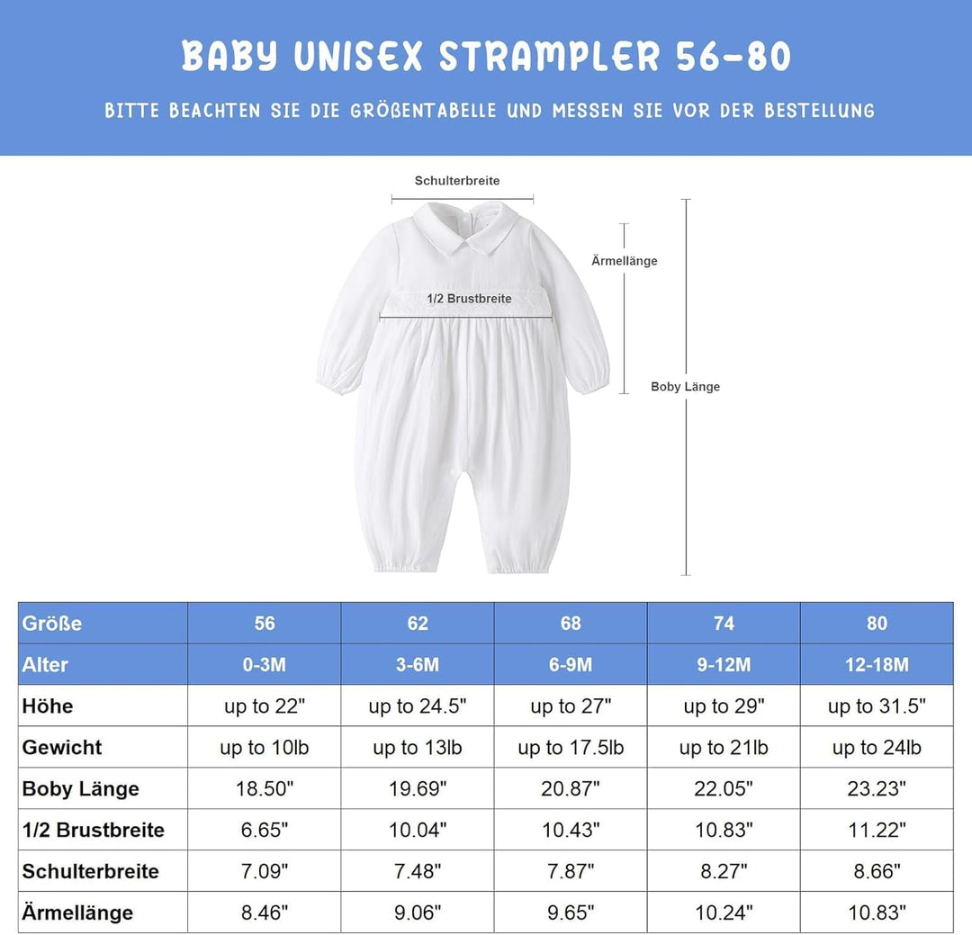 Booulfi Baby Kleidung Jungen 0-12 Monate Strampler Neugeborene Body Langarm Overall Winter Baby Erst
