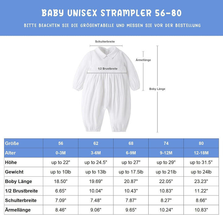 Booulfi Baby Kleidung Jungen 0-12 Monate Strampler Neugeborene Body Langarm Overall Winter Baby Erst