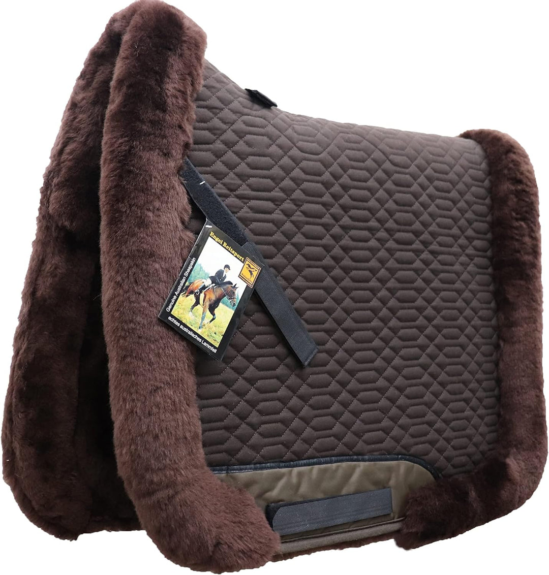 Engel Reitsport Lammfell Schabracke Fully Lined mit Fellkranz SCHABRA3-VSS-MOC-MOC Stoff Mocca Fell