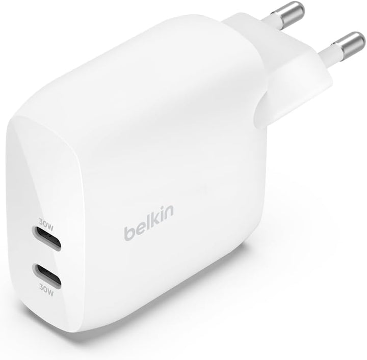 Belkin BoostCharge USB-C PD-Ladegerät mit 2 Anschlüssen und PPS, 60 Wfür Apple iPhone, iPad, Samsung