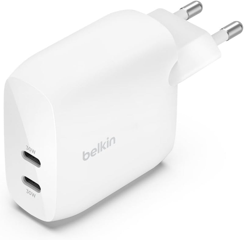 Belkin BoostCharge USB-C PD-Ladegerät mit 2 Anschlüssen und PPS, 60 Wfür Apple iPhone, iPad, Samsung