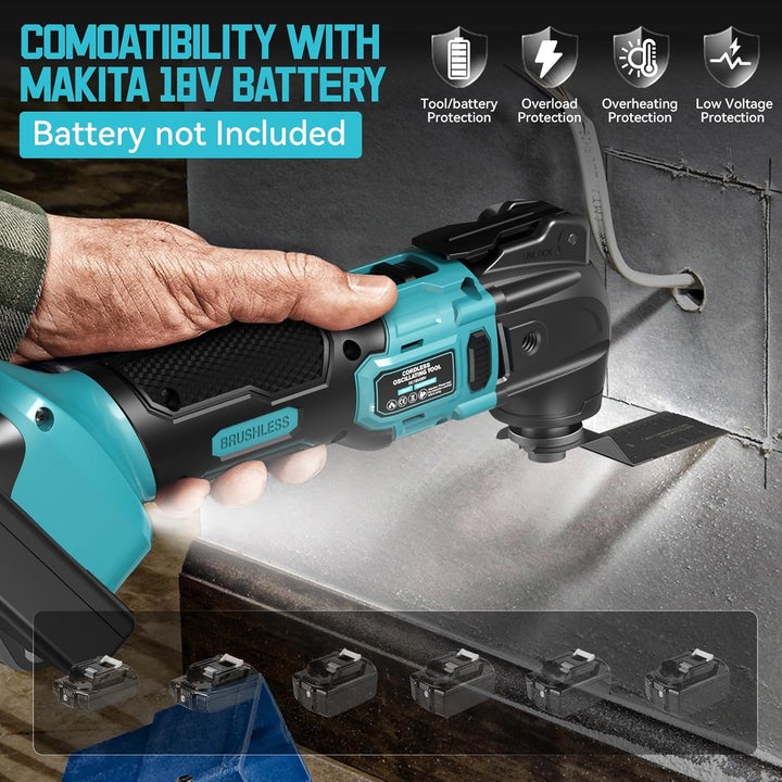 Ecarke Akku-Multifunktionswerkzeug für Makita Akku 18V Li-Ion,Multitool 6 Einstellbare Geschwindigke