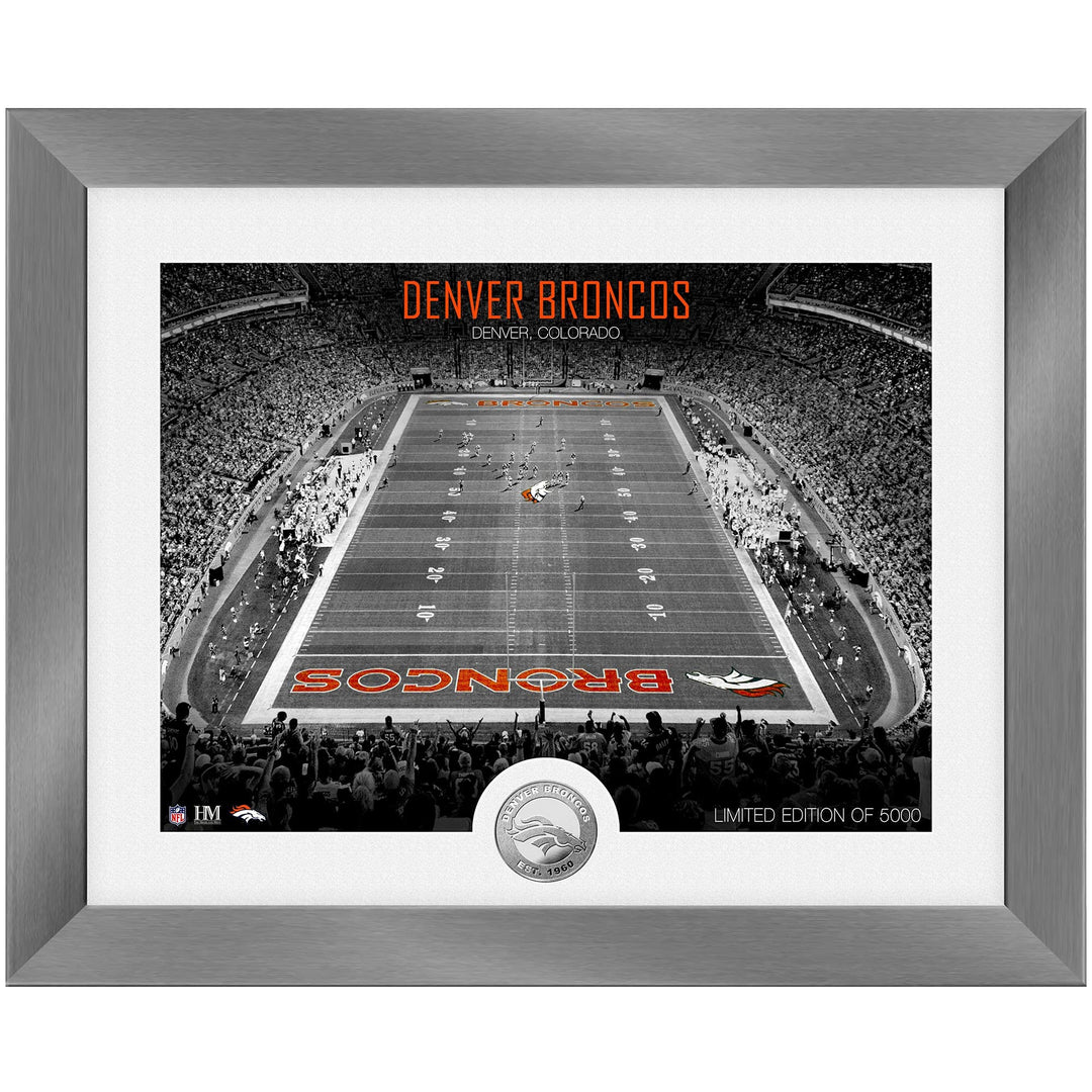 Highland Mint Denver Broncos Art Deco Stadium Silver Coin Bild