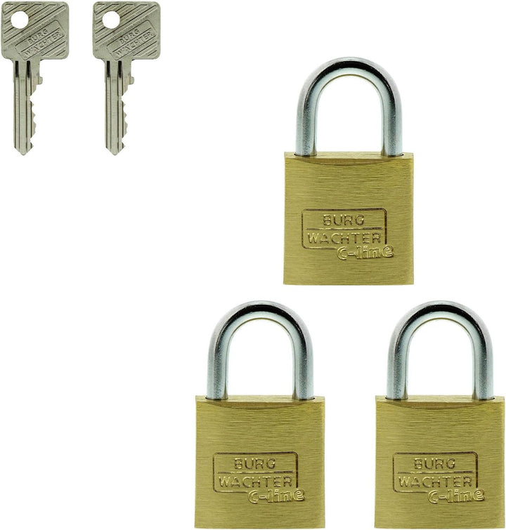 Burg-Wächter TRIO 222 20 GL SB Vorhangschloss-Set, 3,5 mm Bügelstärke, 3,5 mm Bügelstärke