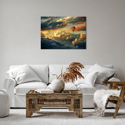 Bilder auf Leinwand Wolken Ballon Flug Leinwandbild mit Rahmen 70x50cm Wandbilder Dekoration Wohnzim