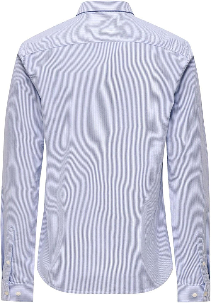 ONLY &amp; SONS Herren Freizeit Hemd ONSNEIL Slim Fit XS S M L XL XXL Weiss Cotton, Cashmere Blue/White