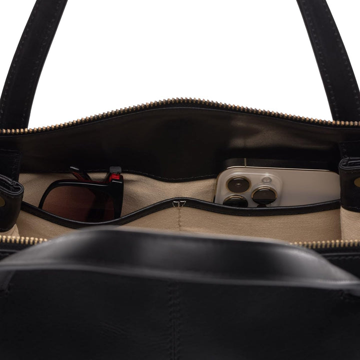 SID & VAIN Handtasche mit Schultergurt ATLANTA aus Premium Leder I Henkeltasche für Damen I Umhänget
