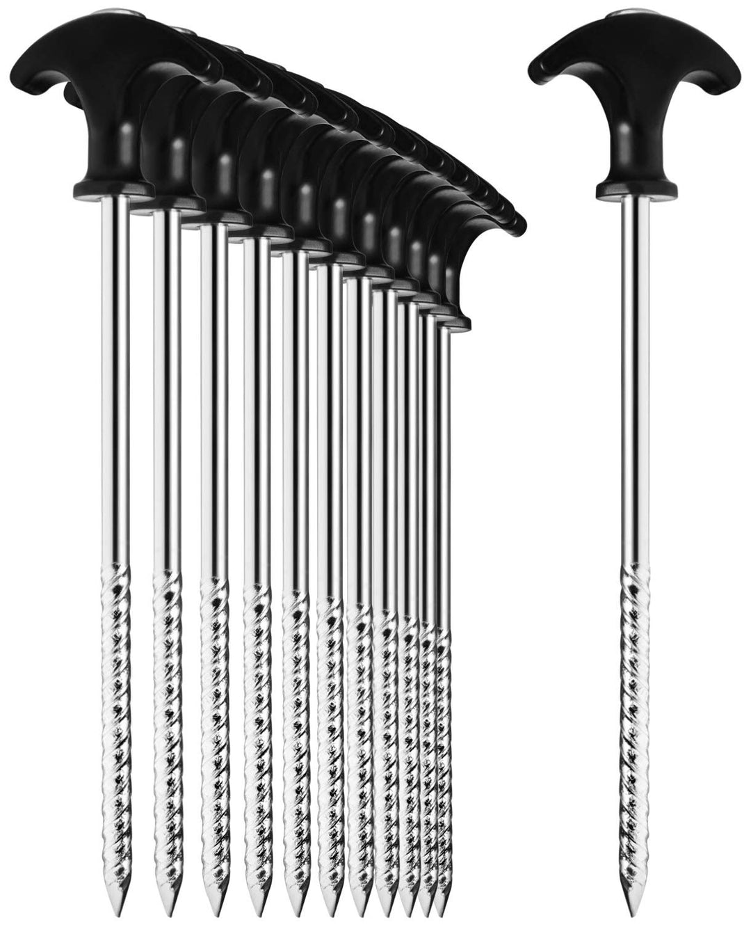 com-four® 12x Zelt-Heringe aus Stahl - robuste Erdnägel mit Gewinde für Camping und Outdoor - ideal