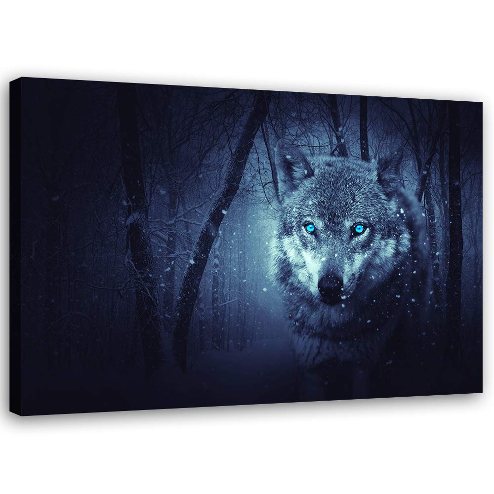 Feeby Vlies Leinwandbild Wald Im Winter 80x60 cm Wand Bild Kunstdruck Deko Wohnzimmer Wohnungs Deko