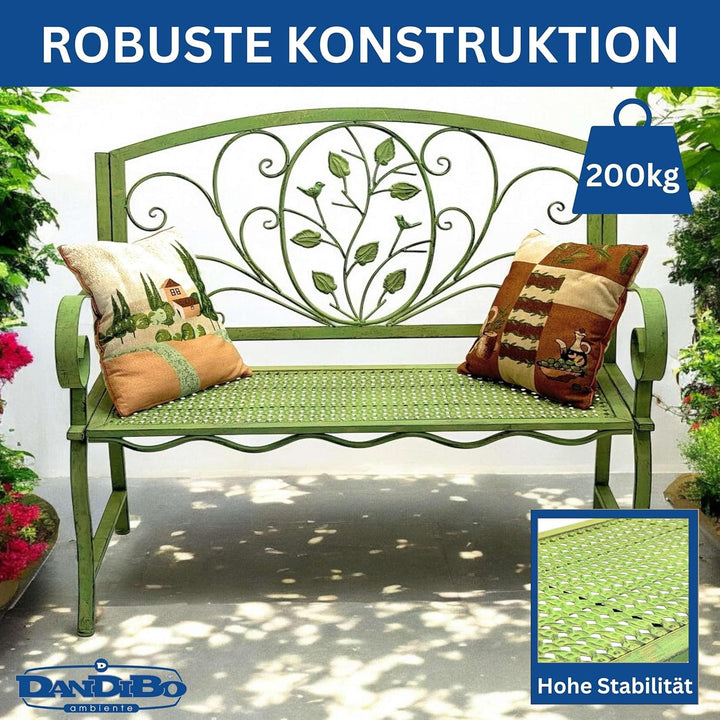 DanDiBo Gartenbank Rossa Wetterfest 2 Sitzer Metall Grün 110 cm 96593 Sitzbank Eisen Bank Garten Ant