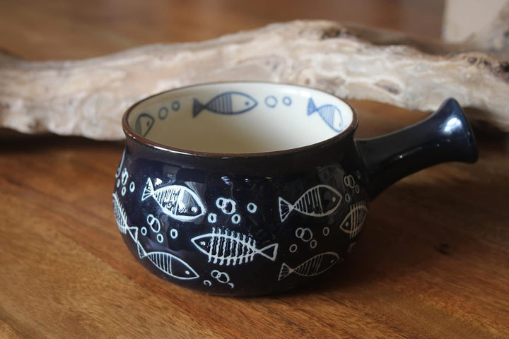 Suppenschale (Ocean) Blau/Weiss, Durchmesser 14 cm, Höhe 8 cm, Keramik glasiert, ofenfeste Keramik