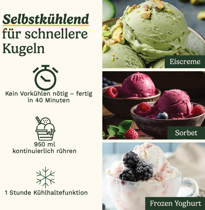 Cuisinart FreezeEase – Selbstkühlende Eismaschine | 3 Voreinstellungen | Eiscreme, Sorbet, Frozen Yo