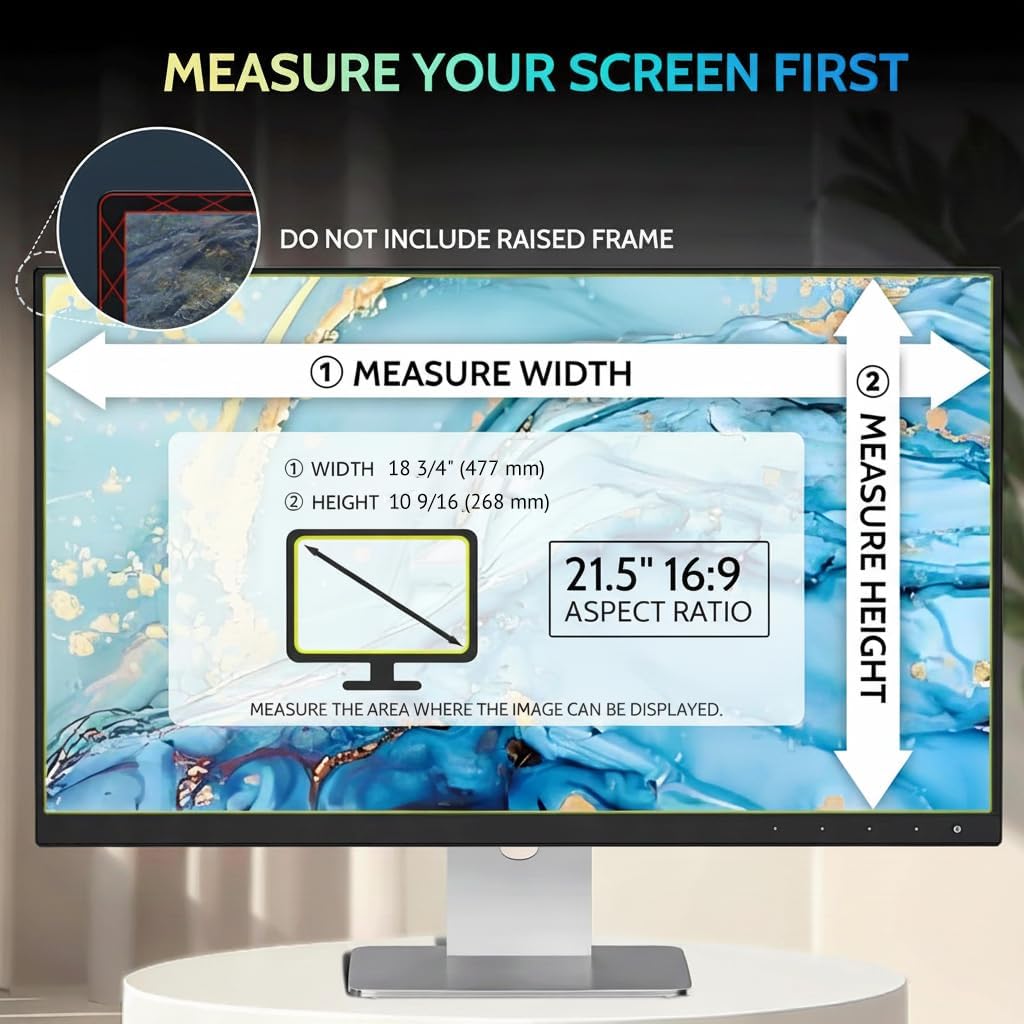 21.5 Zoll 16:9 Bildschirm Blickschutzfilter für Computer Monitor,Anti-Blaulicht Blendfrei Abnehmbare