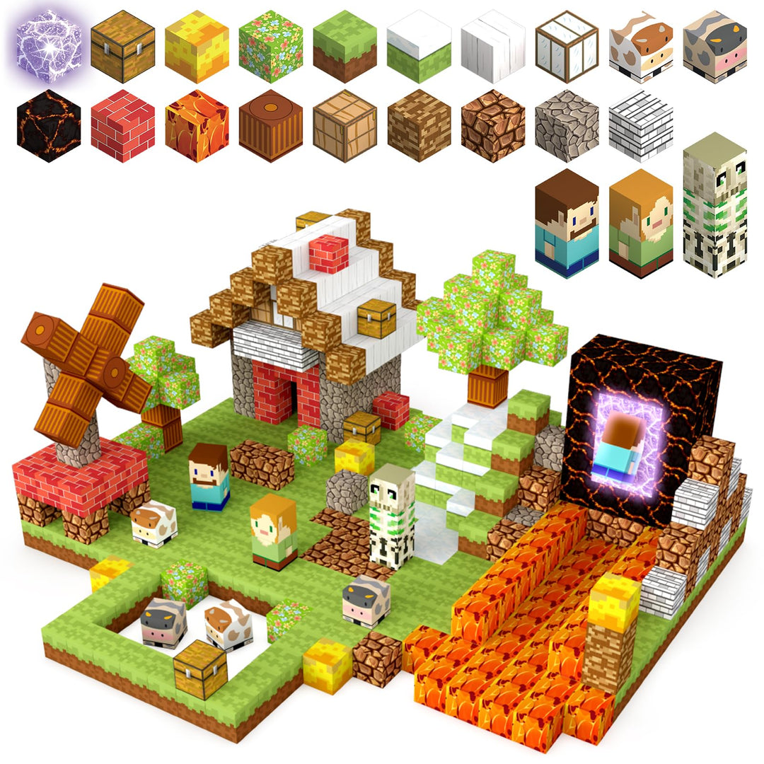Magnetische Bausteine 100 Stück 2.5 CM, Light Up Magnetic Blocks mit Zauberportal, Magnetspielzeug M
