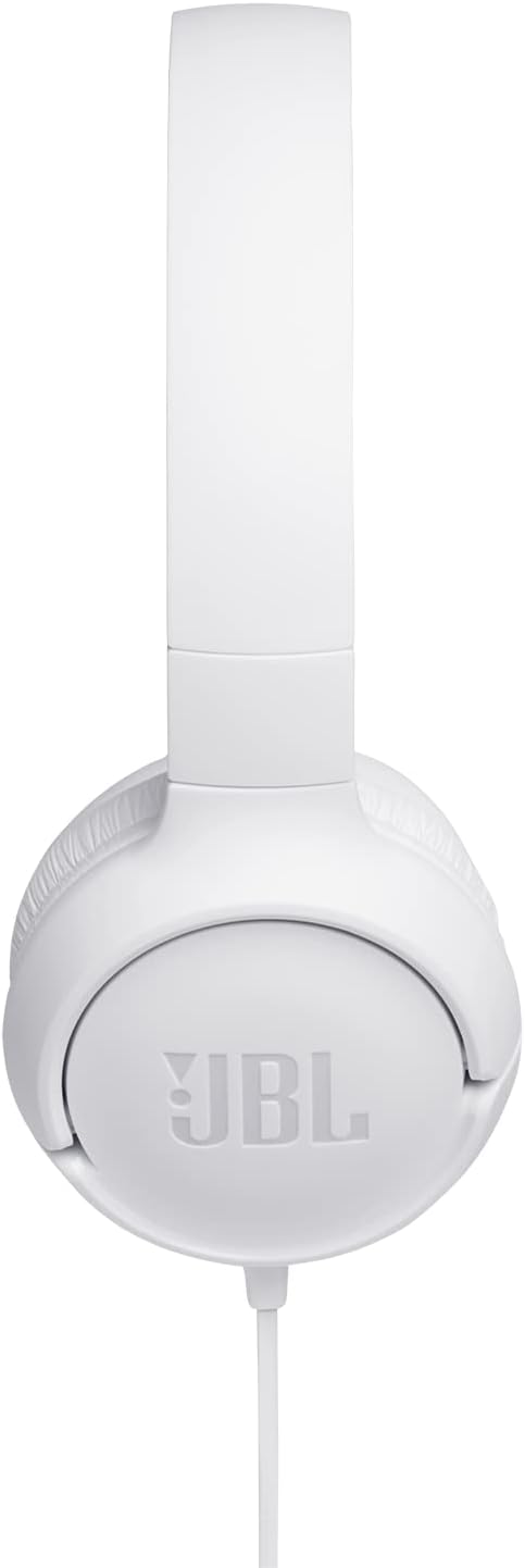 JBL Tune 500 On-Ear Kopfhörer mit Kabel in Weiss – Ohrhörer mit 1-Tasten-Fernbedienung, integriertem