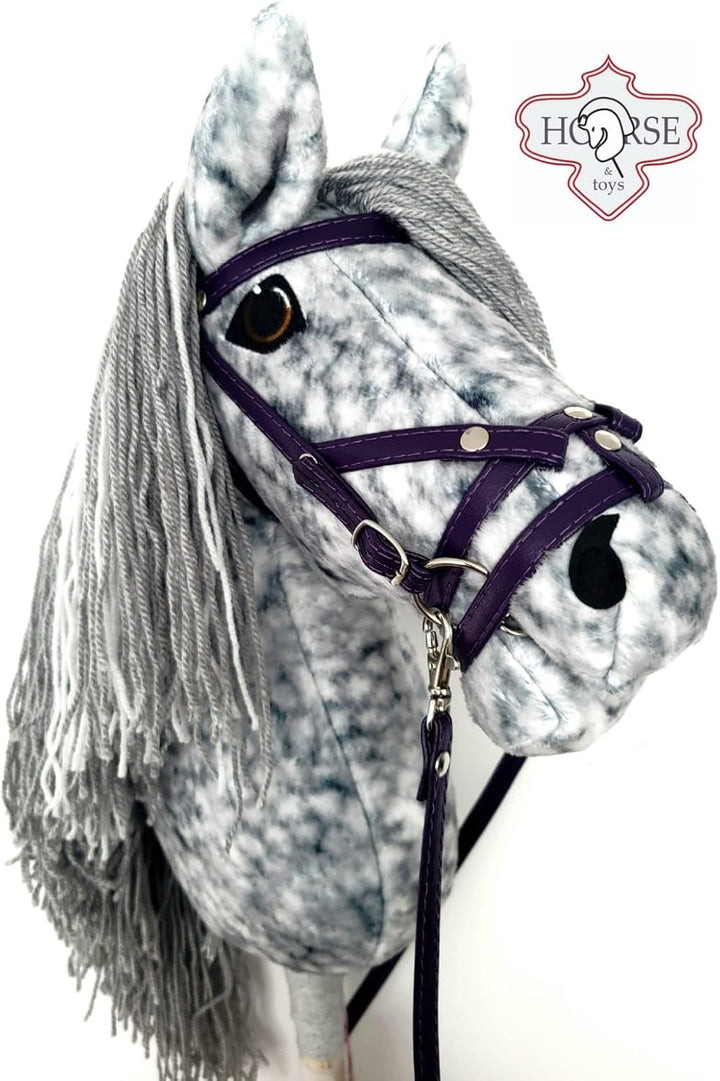 Hobby Horse Hobbypferd gross A3 (Pferd auf einem Stock) komplett mit Geschirr wie auf dem Foto (Silv
