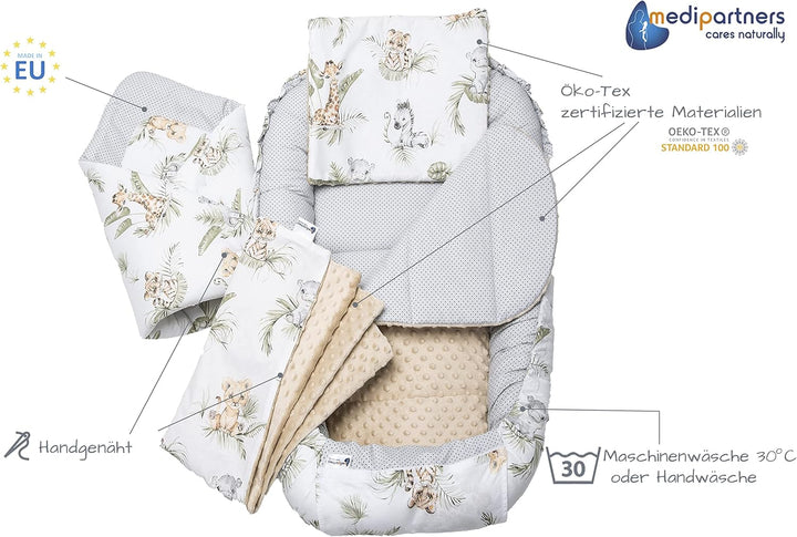 Medi Partners 5 teilig Babynestchen Set Babynest 100x60x15 herausnehmbarer Einsatz Bett Kuschelnest