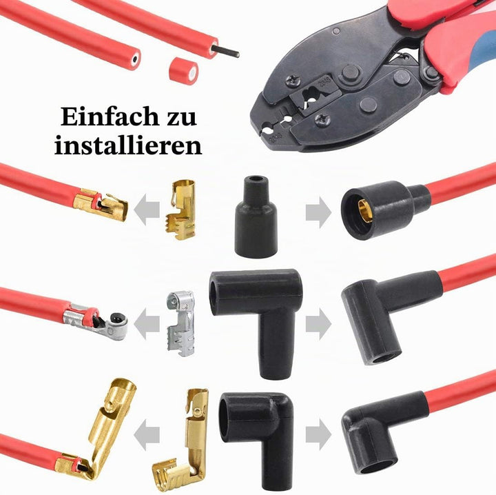 Glarks 25Pcs Ratchet Spark Plug Wire Crimper and 180 Degree/90 Degree/Straight Spark Plug Coil Termi