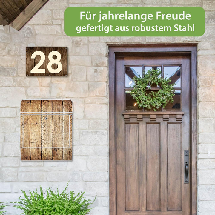 banjado Design Briefkasten 38,5x46,5x13cm & 2 Schlüssel - Briefkasten Stahl Weiss mit Zeitungsfach p
