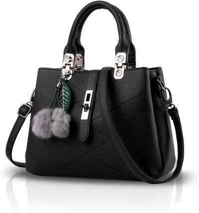 NICOLE & DORIS 2024 Neue Frauen Tasche Damen Leder Handtasche Mode Umhängetasche Mit Pompon abnehmba