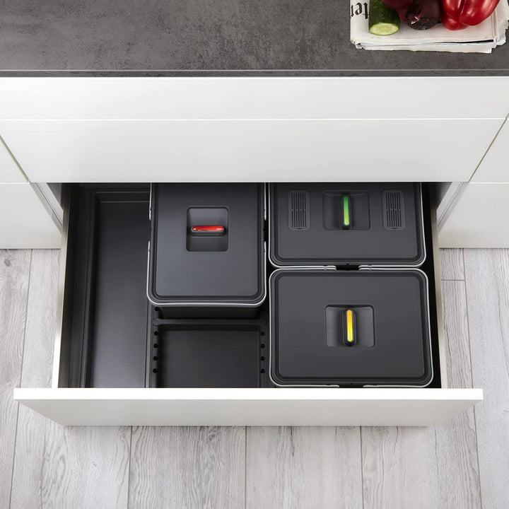 SOTECH Abfallsammler Draw 12+12+12L Abfalltrennsystem mit Deckel 80cm DRAW 80 cm 12+12+12L, DRAW 80