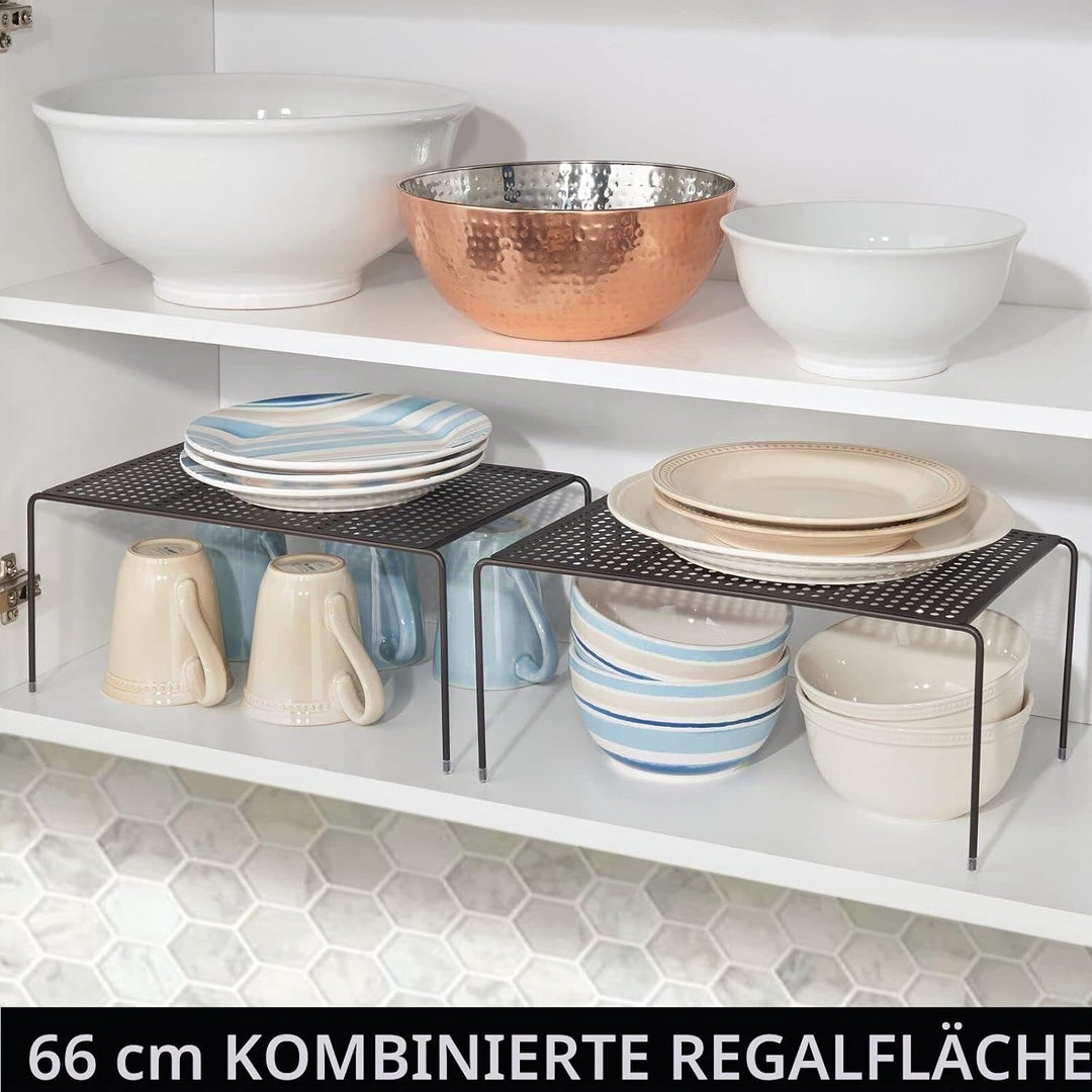 mDesign 2er-Set Geschirrablage für die Küche – freistehendes Tellerregal aus Metall – grosses Küchen
