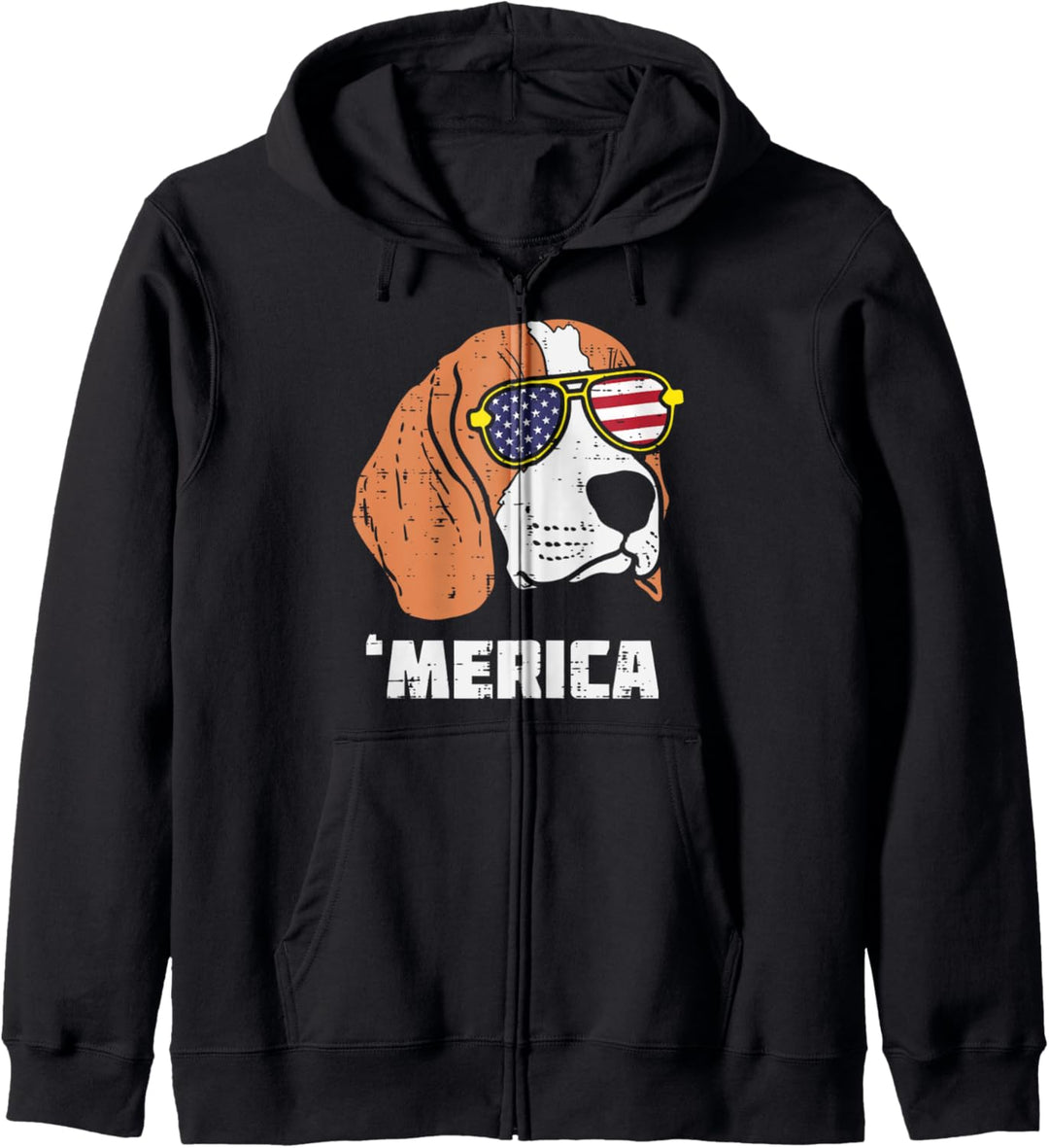 Beagle Merica Sunglasses American USA 4th Of July Fourth Dog Kapuzenjacke