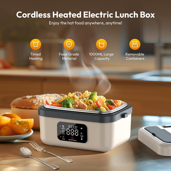 1L Elektrische Lunchbox, Beheizbare Lunchbox, Elektrische Lunchbox mit Akku, Isoliert & Selbstaufhei