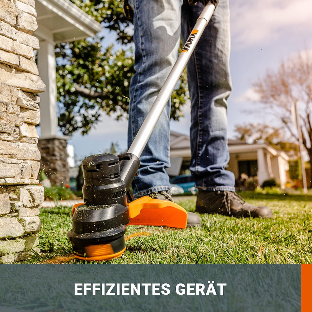 WORX WG183E.9 Rasentrimmer 40 V (2 x 20 V) - Doppelfaden & Doppelleistung - Schnittdurchmesser 33 cm