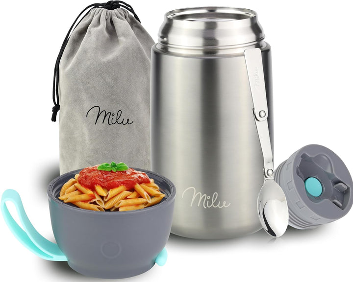 Milu® Thermobehälter 450, 650ml, 800ml | Edelstahl Warmhaltebehälter | Essensbehälter | Speisegefäss