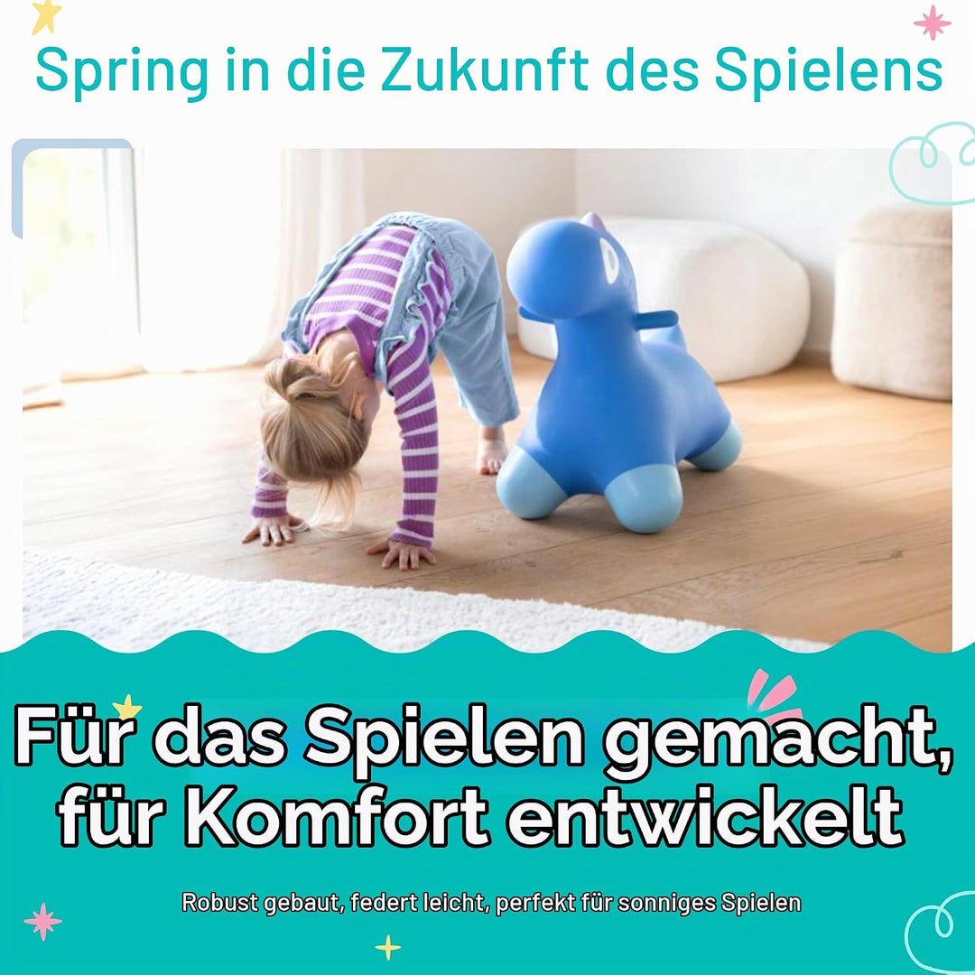 Quut - Hoppi Dino Springen – aufblasbares Springspielzeug – Aussen und Innen – Design – inklusive Pu