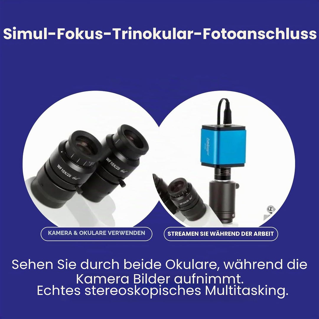 AmScope SM-4NTP Simul-Fokales Stereo Lockable Zoom Mikroskop auf Doppelarm-Auslegerständer, 7X-45X,