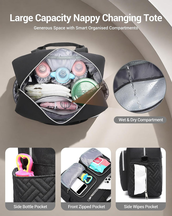 KONO Baby Wickeltasche Windeltasche zum Aufhängen am Kinderwagen, Grosse Reisetasche mit Isolierten