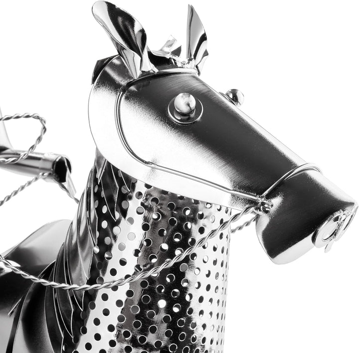 Brubaker Weinflaschenhalter Reiterin - Metall Skulptur Flaschenständer - 43 cm Metallfigur Wein Gesc