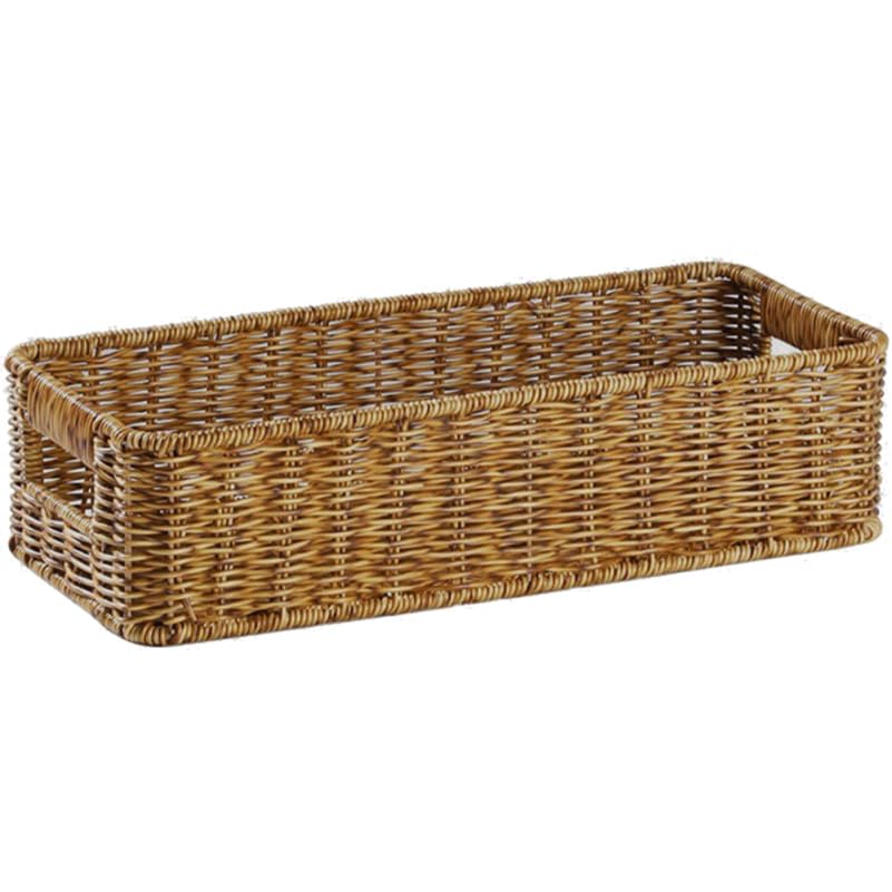 Zerodeko Geflochtener Rattanimitat Aufbewahrungskorb 15.5X35.5X9Cm Schreibtisch Organizer Für Kleini