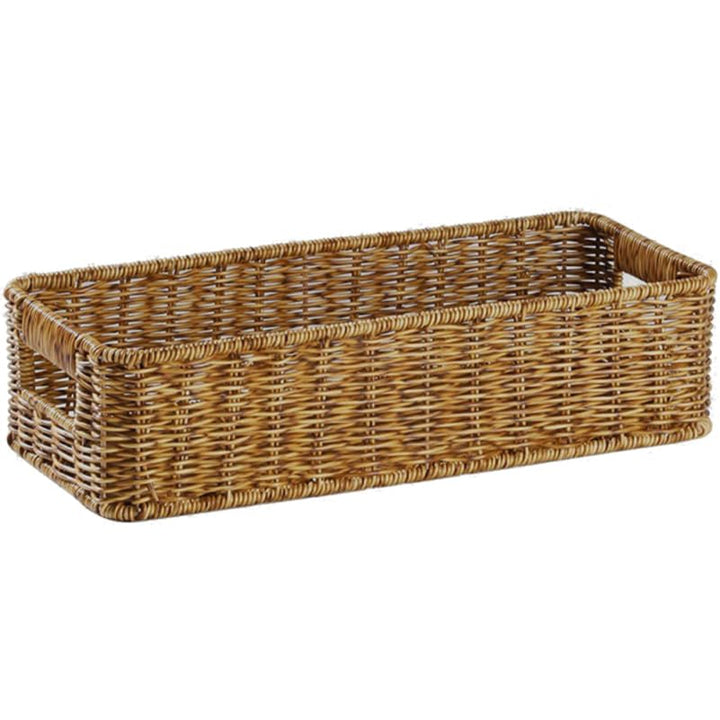 Zerodeko Geflochtener Rattanimitat Aufbewahrungskorb 15.5X35.5X9Cm Schreibtisch Organizer Für Kleini